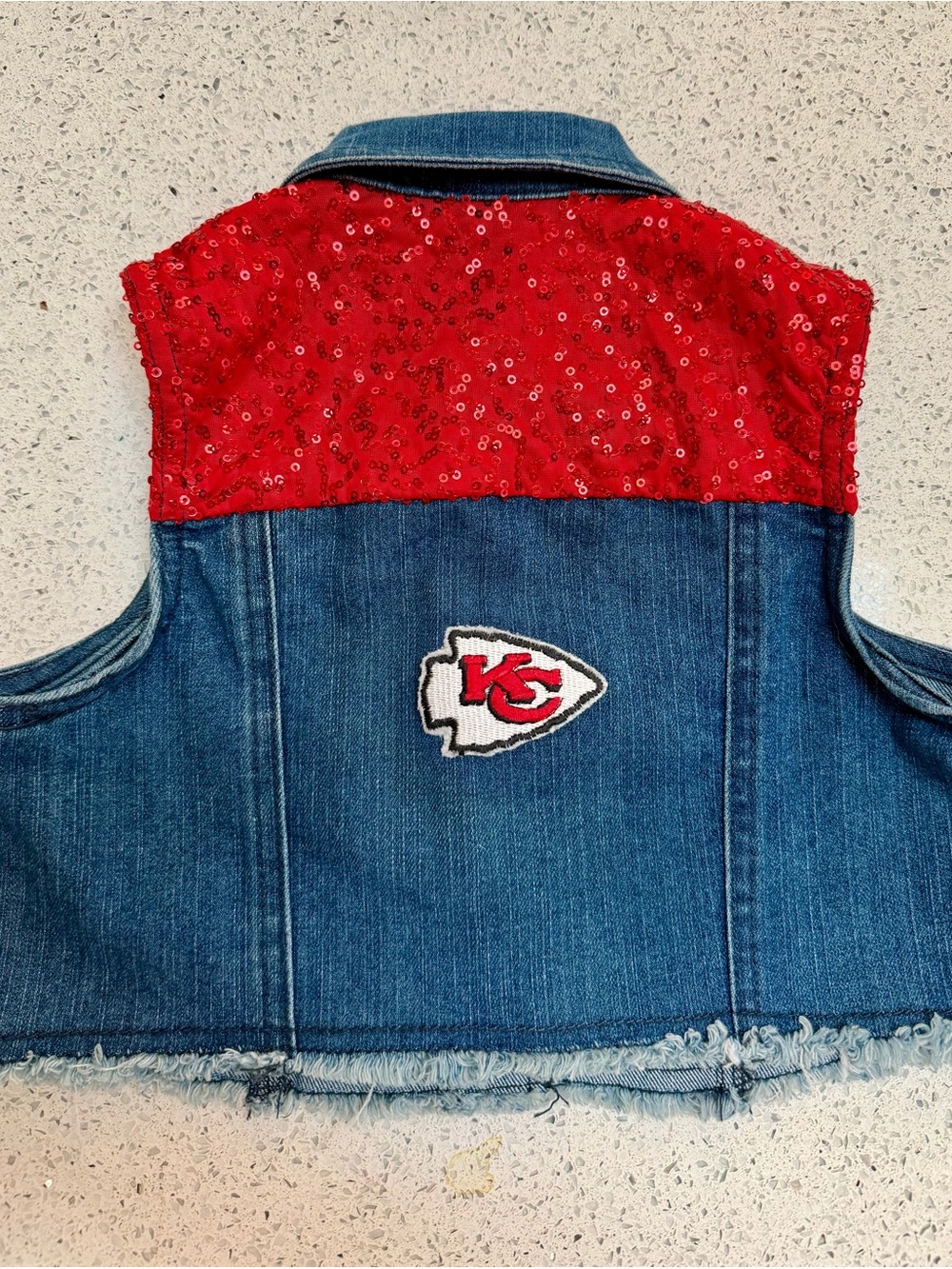 Kansas City Chiefs Red Sequin Denim Vest for Kids